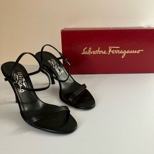 Salvatore Ferragamo Black Strappy Heels